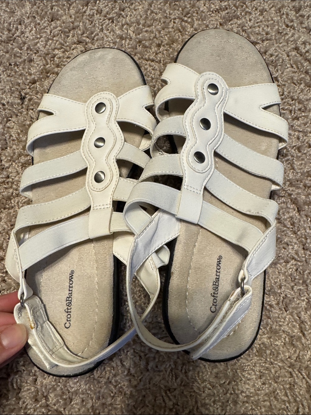 Croft & Barrow Women's White Strappy Comfort Sandals Sz 9.5